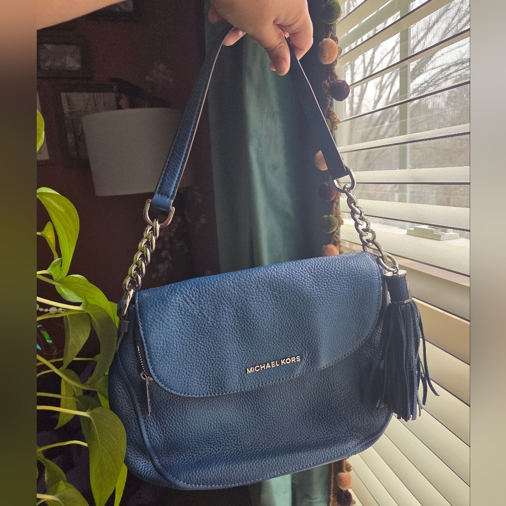 Michael Kors Blue Leather Hand Bag - Picture 3 of 7